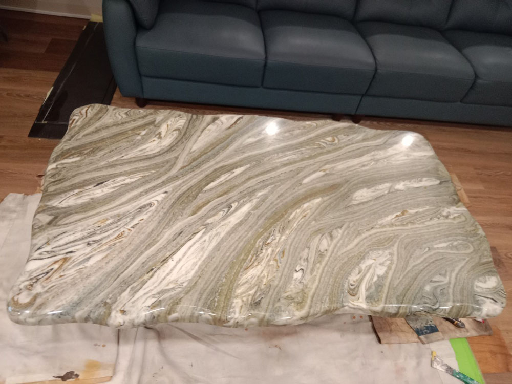 高雄灰紋石桌研磨拋光 施工後